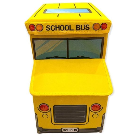 Portable Foldable Storage Box, Organizer, Stool, Car Model, Bus Shape School Bus - Picture 3 of 16